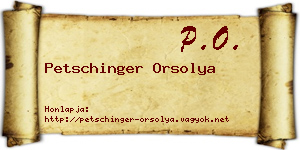 Petschinger Orsolya névjegykártya